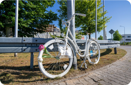 bike memorial with flowers